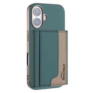 For iPhone 16 Plus Colour Matching Horizontal Magnetic Card Bag RFID MagSafe Phone Case(Green)