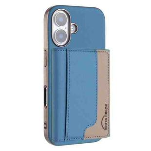 For iPhone 16 Colour Matching Horizontal Magnetic Card Bag RFID MagSafe Phone Case(Baby Blue)