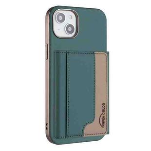 For iPhone 15 Plus Colour Matching Horizontal Magnetic Card Bag RFID MagSafe Phone Case(Green)