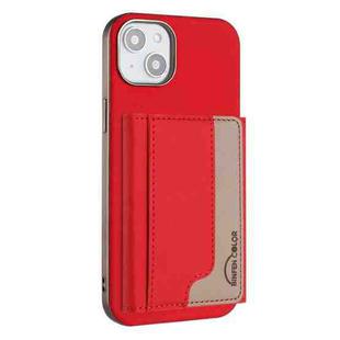 For iPhone 15 Plus Colour Matching Horizontal Magnetic Card Bag RFID MagSafe Phone Case(Red)