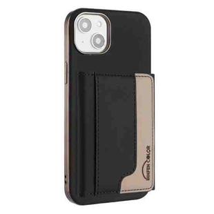 For iPhone 14 Colour Matching Horizontal Magnetic Card Bag RFID MagSafe Phone Case(Black)