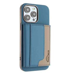 For iPhone 12 Pro Max Colour Matching Horizontal Magnetic Card Bag RFID MagSafe Phone Case(Baby Blue)