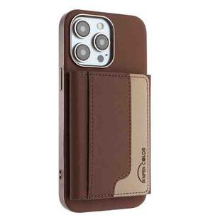 For iPhone 11 Pro Max Colour Matching Horizontal Magnetic Card Bag RFID MagSafe Phone Case(Brown)
