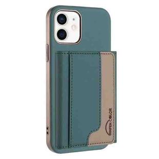 For iPhone 11 Colour Matching Horizontal Magnetic Card Bag RFID MagSafe Phone Case(Green)