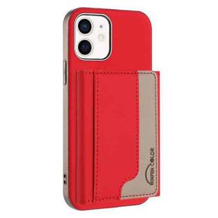 For iPhone 11 Colour Matching Horizontal Magnetic Card Bag RFID MagSafe Phone Case(Red)