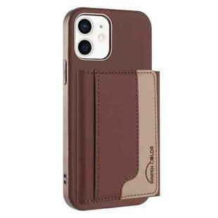 For iPhone 11 Colour Matching Horizontal Magnetic Card Bag RFID MagSafe Phone Case(Brown)