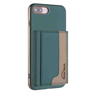 For iPhone 8 Plus / 7 Plus Colour Matching Horizontal Magnetic Card Bag RFID MagSafe Phone Case(Green)