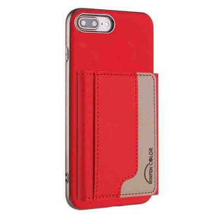For iPhone 8 Plus / 7 Plus Colour Matching Horizontal Magnetic Card Bag RFID MagSafe Phone Case(Red)
