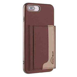 For iPhone 8 Plus / 7 Plus Colour Matching Horizontal Magnetic Card Bag RFID MagSafe Phone Case(Brown)