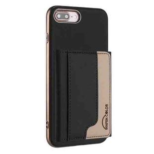 For iPhone 8 Plus / 7 Plus Colour Matching Horizontal Magnetic Card Bag RFID MagSafe Phone Case(Black)