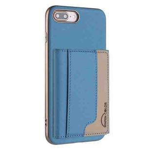 For iPhone 8 Plus / 7 Plus Colour Matching Horizontal Magnetic Card Bag RFID MagSafe Phone Case(Baby Blue)