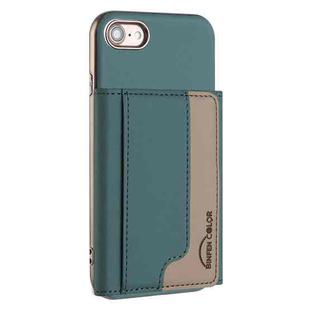 For iPhone 8 / 7 / 6 Colour Matching Horizontal Magnetic Card Bag RFID MagSafe Phone Case(Green)