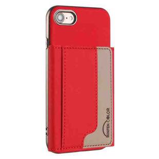 For iPhone 8 / 7 / 6 Colour Matching Horizontal Magnetic Card Bag RFID MagSafe Phone Case(Red)