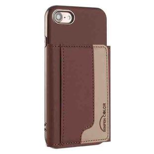 For iPhone 8 / 7 / 6 Colour Matching Horizontal Magnetic Card Bag RFID MagSafe Phone Case(Brown)
