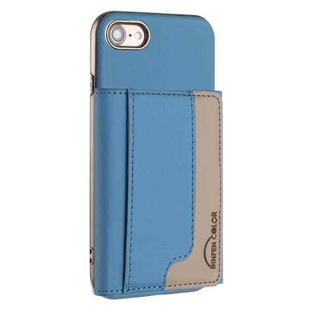 For iPhone 8 / 7 / 6 Colour Matching Horizontal Magnetic Card Bag RFID MagSafe Phone Case(Baby Blue)