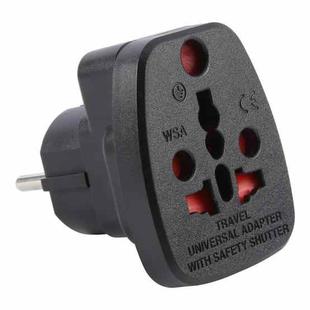 WSA-9 German Plug Global Travel Universal Adapter with Safety Shutter(Black)