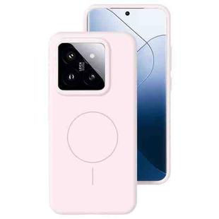 For Xiaomi 14 Liquid Silicone Thin Circle MagSafe Phone Case(Grey Pink)