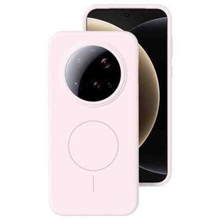 For Xiaomi 15 Ultra Liquid Silicone Thin Circle MagSafe Phone Case(Grey Pink)