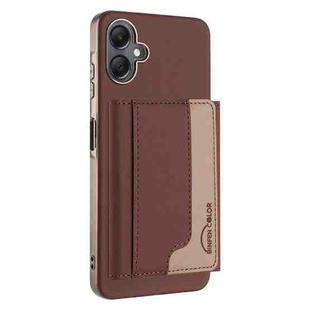 For Samsung Galaxy A06 Colour Matching Horizontal Magnetic Card Bag RFID MagSafe Phone Case(Brown)