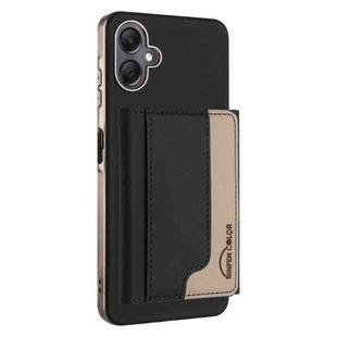 For Samsung Galaxy A06 Colour Matching Horizontal Magnetic Card Bag RFID MagSafe Phone Case(Black)