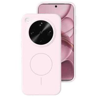 For OPPO Find X8 Ultra Liquid Silicone Thin Circle MagSafe Phone Case(Grey Pink)