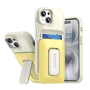 For iPhone 14 / 13 Sliding Card Holder Integrated Phone Case with Kickstand(Black Gold)