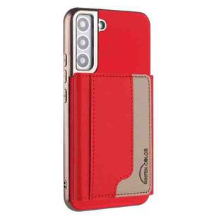 For Samsung Galaxy S22+ 5G Colour Matching Horizontal Magnetic Card Bag RFID MagSafe Phone Case(Red)