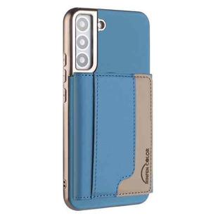 For Samsung Galaxy S22+ 5G Colour Matching Horizontal Magnetic Card Bag RFID MagSafe Phone Case(Baby Blue)