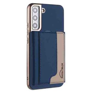 For Samsung Galaxy S21+ 5G Colour Matching Horizontal Magnetic Card Bag RFID MagSafe Phone Case(Dark Blue)