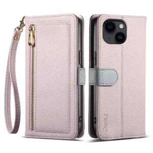 For iPhone 14 / 13 ESEBLE E11 Colorful Litchi Pattern Zipper Wallet Leather Phone Case(Light Purple)