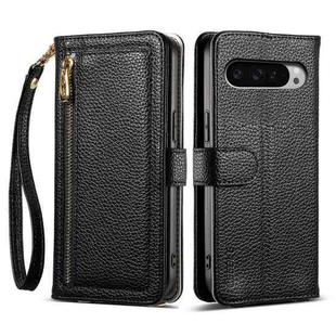 For Google Pixel 9 Pro XL ESEBLE E11 Colorful Litchi Pattern Zipper Wallet Leather Phone Case(Black)