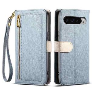 For Google Pixel 9 Pro XL ESEBLE E11 Colorful Litchi Pattern Zipper Wallet Leather Phone Case(Sky Blue)