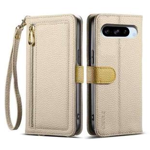 For Google Pixel 8 Pro ESEBLE E11 Colorful Litchi Pattern Zipper Wallet Leather Phone Case(Khaki)
