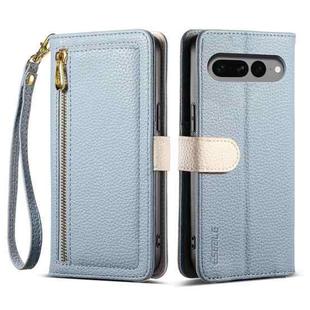 For Google Pixel 7 Pro 5G ESEBLE E11 Colorful Litchi Pattern Zipper Wallet Leather Phone Case(Sky Blue)
