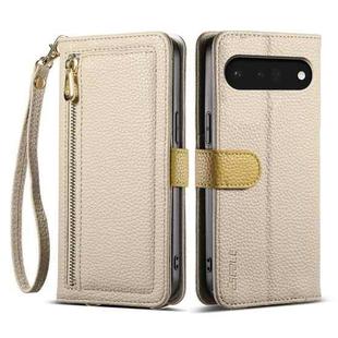 For Google Pixel 6a ESEBLE E11 Colorful Litchi Pattern Zipper Wallet Leather Phone Case(Khaki)