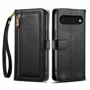 For Google Pixel 6 Pro ESEBLE E11 Colorful Litchi Pattern Zipper Wallet Leather Phone Case(Black)