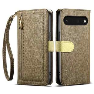 For Google Pixel 6 ESEBLE E11 Colorful Litchi Pattern Zipper Wallet Leather Phone Case(Amber Brown)