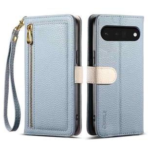 For Google Pixel 6 ESEBLE E11 Colorful Litchi Pattern Zipper Wallet Leather Phone Case(Sky Blue)