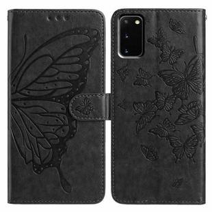 For Samsung Galaxy S20 Butterfly Flutter Pattern Embossed Leather Phone Case(Black)