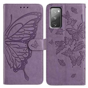 For Samsung Galaxy S20 FE Butterfly Flutter Pattern Embossed Leather Phone Case(Purple)