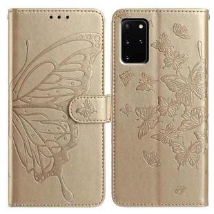 For Samsung Galaxy S20+ Butterfly Flutter Pattern Embossed Leather Phone Case(Gold)
