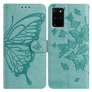 For Samsung Galaxy S20+ Butterfly Flutter Pattern Embossed Leather Phone Case(Green)