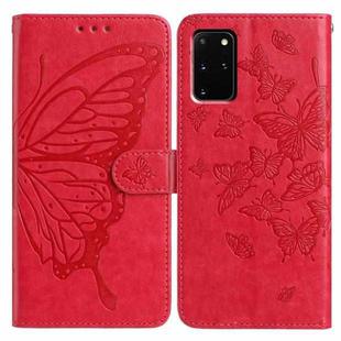 For Samsung Galaxy S20+ Butterfly Flutter Pattern Embossed Leather Phone Case(Red)