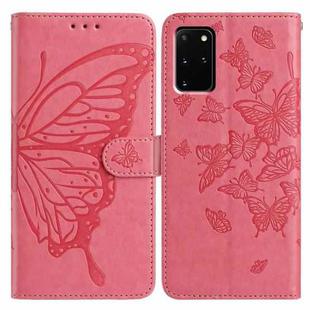 For Samsung Galaxy S20+ Butterfly Flutter Pattern Embossed Leather Phone Case(Rose Red)