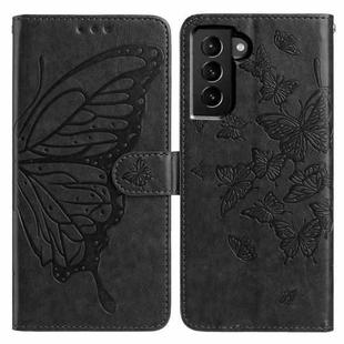 For Samsung Galaxy S21+ 5G Butterfly Flutter Pattern Embossed Leather Phone Case(Black)