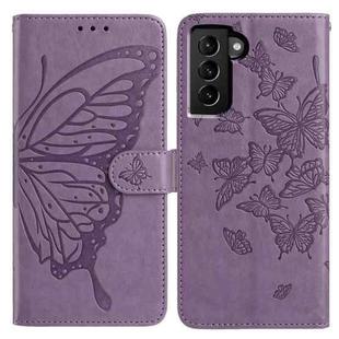 For Samsung Galaxy S21+ 5G Butterfly Flutter Pattern Embossed Leather Phone Case(Purple)