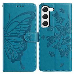 For Samsung Galaxy S23+ 5G Butterfly Flutter Pattern Embossed Leather Phone Case(Blue)