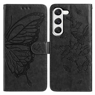 For Samsung Galaxy S23+ 5G Butterfly Flutter Pattern Embossed Leather Phone Case(Black)