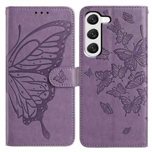 For Samsung Galaxy S23+ 5G Butterfly Flutter Pattern Embossed Leather Phone Case(Purple)