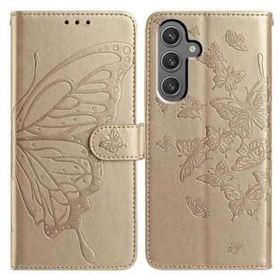 For Samsung Galaxy S23 FE 5G Butterfly Flutter Pattern Embossed Leather Phone Case(Gold)